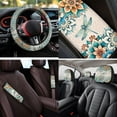 thumbnail image 4 of Uorisanigo Vintage Dragonfly Floral 14 Pack Cars Seat Covers Car Steering Wheel Cover and Headrest Cover Auto Console Cover Cars Seat Belt Pad Cover Keychain Soft Comfortable for Car SUV, 4 of 6