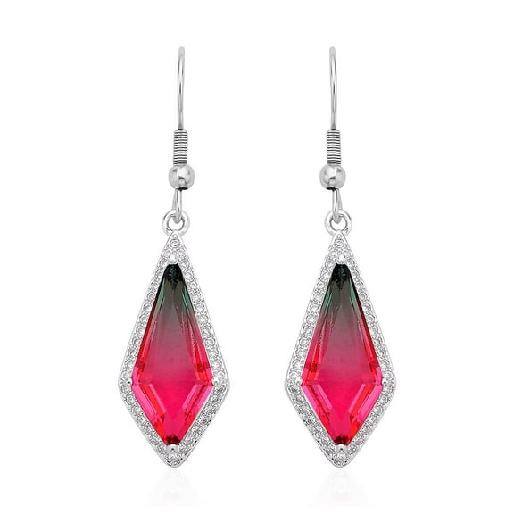 Multi Color Glass Cubic Zirconia CZ Silvertone  Mix Multi Color Dangle Drop Earrings for Women Jewelry Ct 0.66 Birthday Christmas Gifts for Women