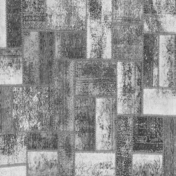 Ahgly Company Indoor Square Patchwork Gray Transitional Area Rugs, 3' Square