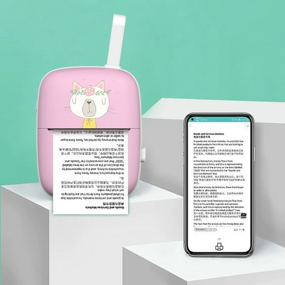 YaChu Portable Printer Wireless For Travel, Bluetooth Inkless Thermal Printers Compatible With Phones & Pcs, Compact Mobile Printers For Home Office Vehicles, Includes Paper Rolls