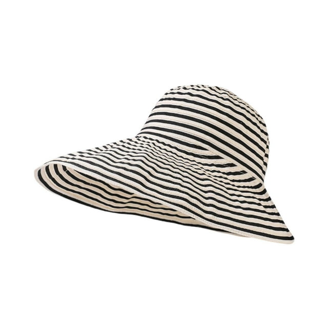 GPOECD Ladies' Striped Lazy Style Sun Hat for Sun Protection and Summer Relaxation Beige,One Size