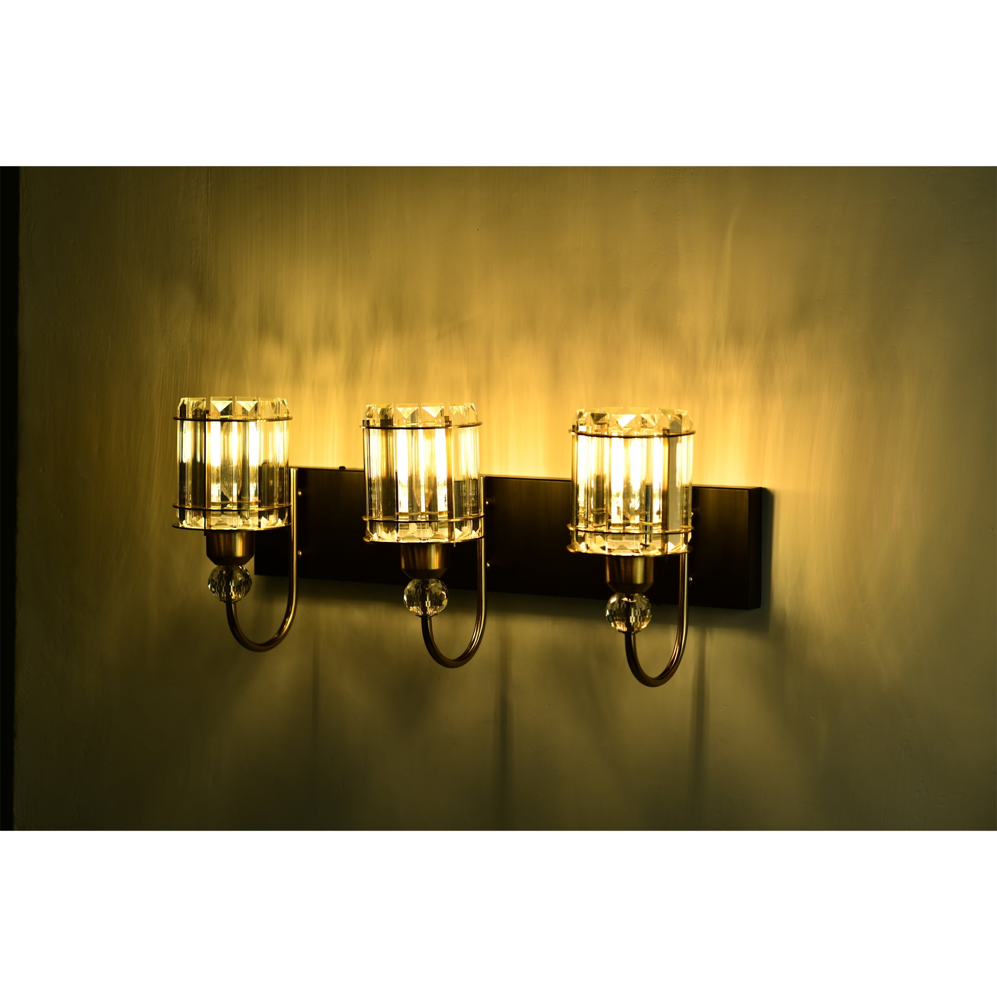 Gambit 22 in. 3-Light Indoor Matte Black and Brass Finish Wall Sconce with Light Kit