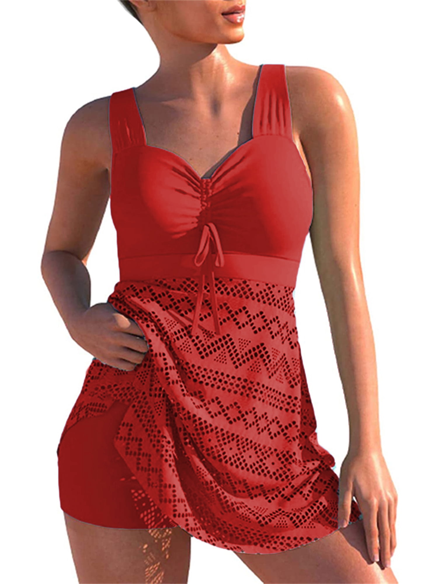 Liangchengmei Womens Bathing Suit Plus Size Swimsuit Tankini Set 2