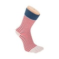 thumbnail image 2 of Unique Bargains 1 Pair Five Toe Socks Soft Contrast Color Cuff Stripe Socks for Women Blue, White, Red, 2 of 6