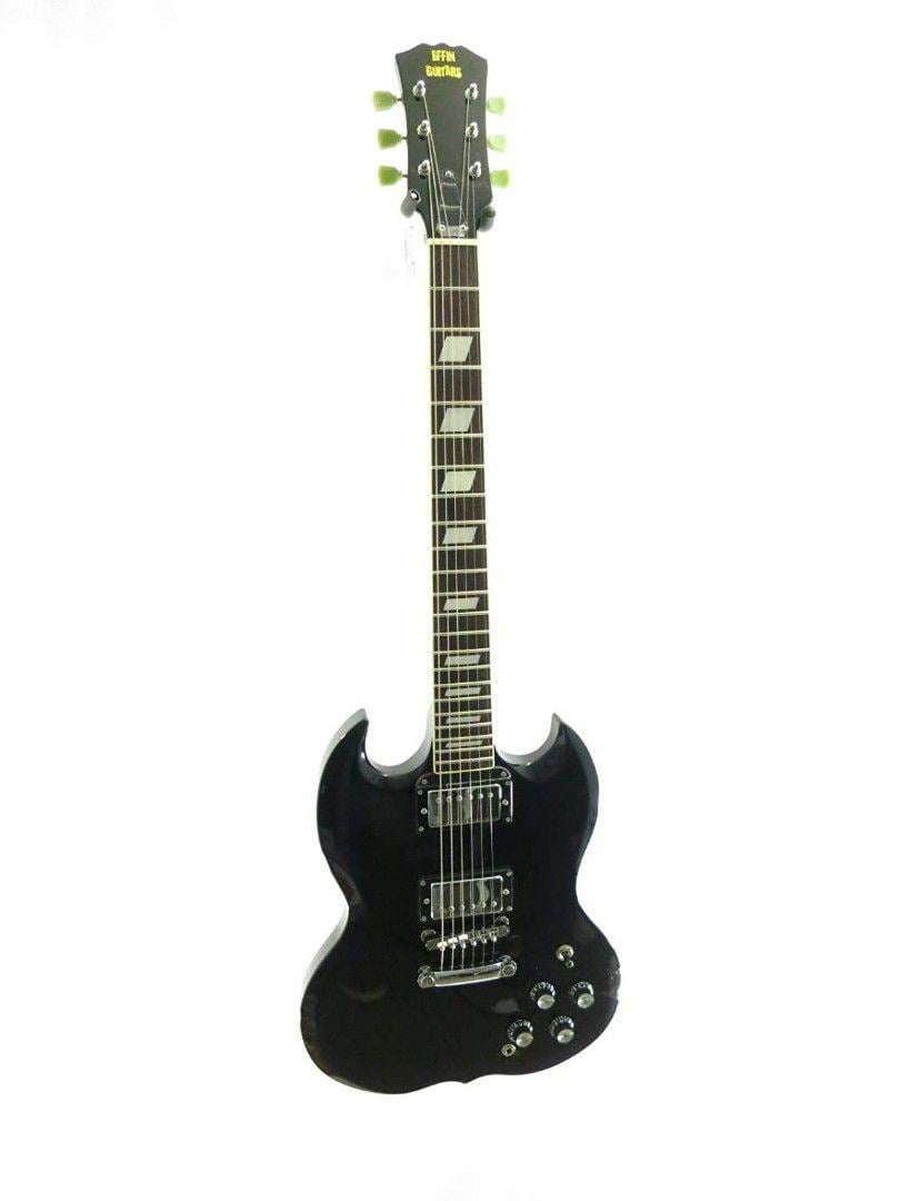 Effin Guitars Model LessGS/BK Gloss Black SG Double Cutaway Electric ...