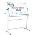 thumbnail image 1 of Tableau Blanc Roulant avec Support 48"x36 Pouces, Tableau Magnétique Effaçable à Sec Hauteur Réglable Tableau Blanc Mobile Debout sur Roues Tableau Blanc avec Support pour Bureau, École, Maison, 1 of 1