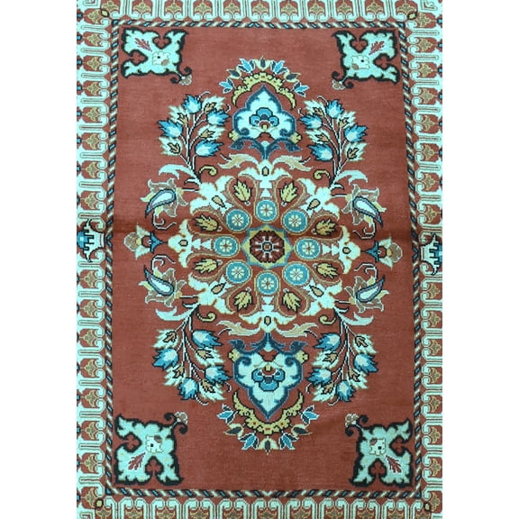 Ahgly Company Indoor Rectangle Persian Light Blue Traditional Area Rugs, 5' x 7'