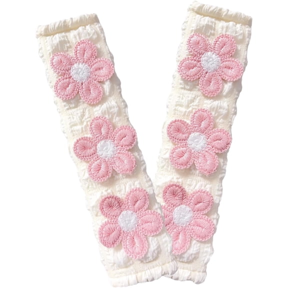 Cute Flower Car Seat Belt Shoulder Pads - 2-Pack White Pink Universal Seat Strap Protector