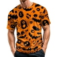 thumbnail image 2 of Halloween Shirts for Men Castle Witch Hat Graphic Short Sleeve Casual Tees Skeleton Print Crew Neck Cute Funny Costumes L, 2 of 6