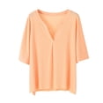 thumbnail image 1 of Birdeem Blouses pour Femmes, Haut/chemise à Manches Courtes Col en V Uni et Ample, 1 of 10