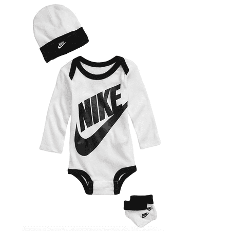 Nike Baby Long Sleeve Bodysuit, Hat and Booties, 3-Piece Set (6-12 Months)