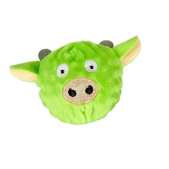 Dog Toys 3" Soft Plush Covered Latex Spike Ball Fun Exercise and Dental Benefits (Green Cow)