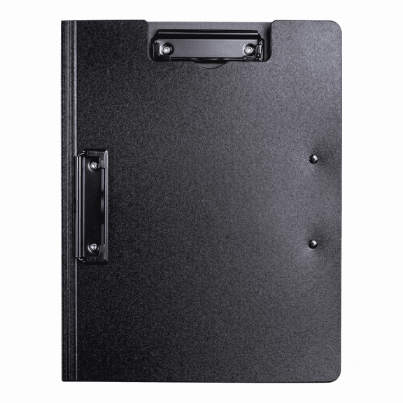 SolaceHue A4 Folding Clipboard Folder with Pen Holder, 1.8mm Thick 3-Layer Foamed PP Plastic Clipboard with Low Profile Metal Clip, Matte Texture Writing Pad for Office & School Black 1PCS