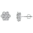 thumbnail image 2 of 10K White Gold Genuine Fanuk Set Diamond Unisex 9mm Flower Stud Earrings 1/3 CT, 2 of 5
