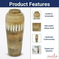 thumbnail image 4 of Mela Artisan Wood Vases for Decor, Mango Wood Large Vase, Handmade, Natural Whitewash, 12" x 3.5" x 2.5", 4 of 7