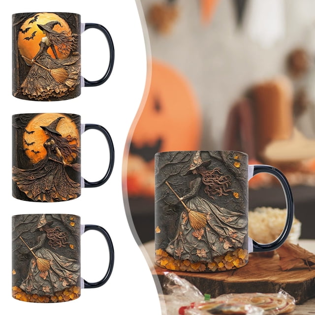 Halloween Wizard Mug - Ceramic Coffee Cup with Spooky Design for Gifts & Festive Decor