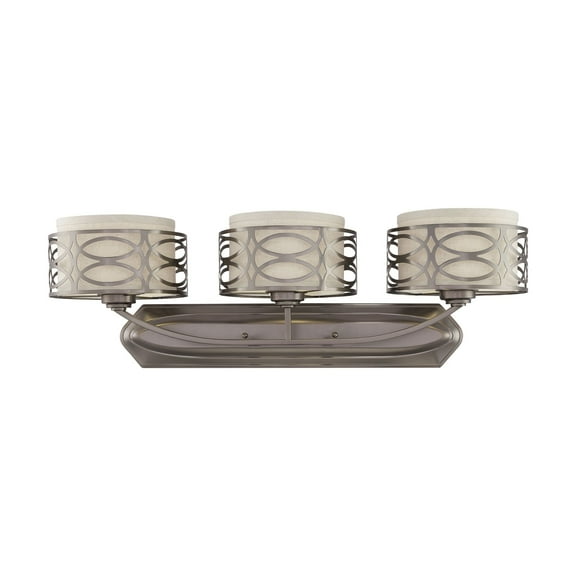 Nuvo Lighting Harlow Bronze and Khaki Fabric Shades 3-Light Vanity Fixture