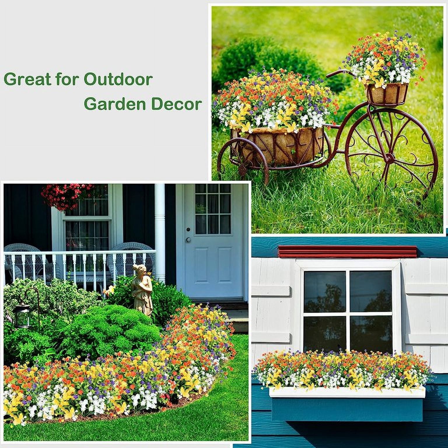 MAMOWEAR Artificial Flowers Outdoor UV Resistant Fake Flowers, Faux Plastic Flowers for Decoration Home Kitchen Garden Wedding Party Décor