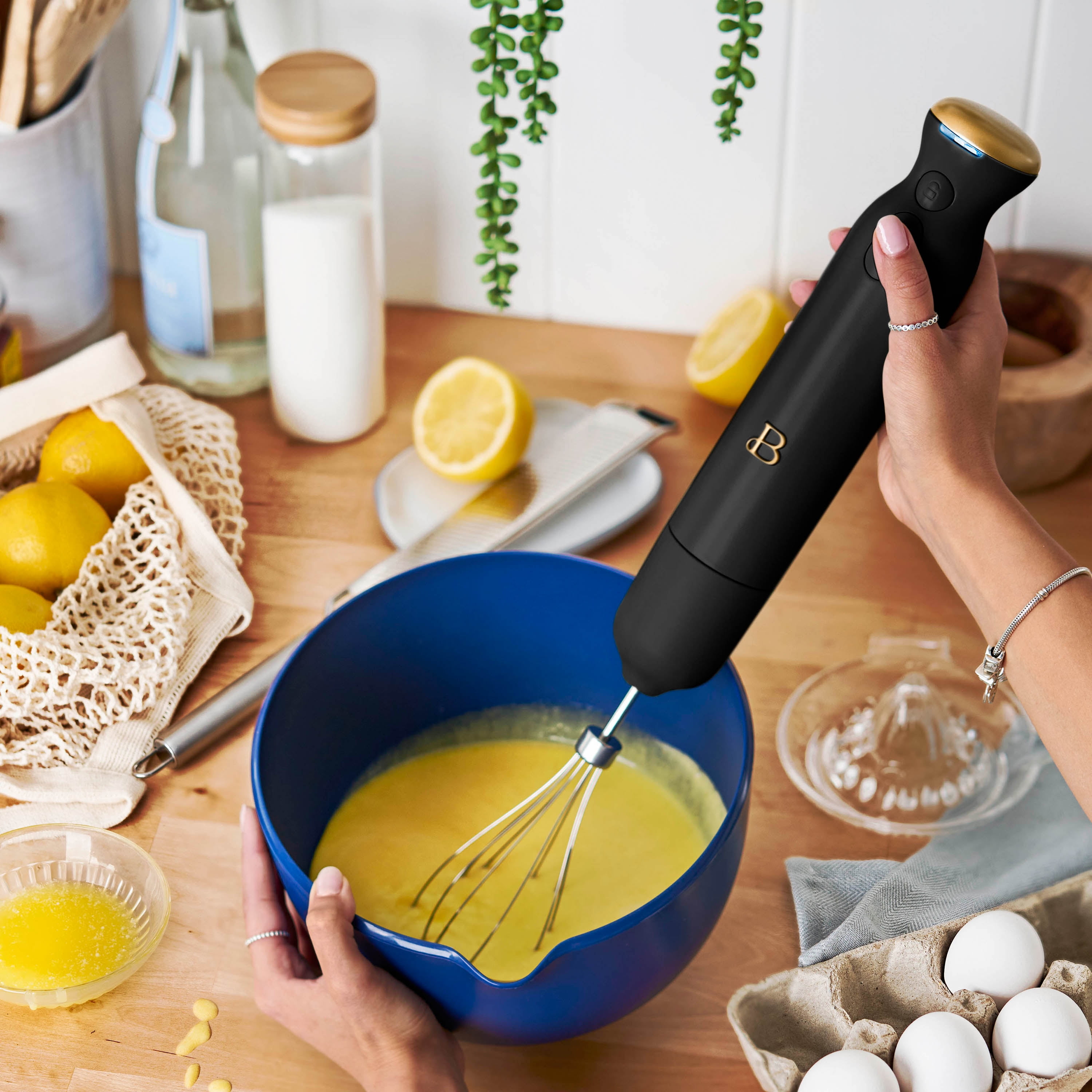 Beautiful Cordless Immersion Blender with Chopper, Whisk & Measuring Cup, Black Sesame by Drew Barrymore