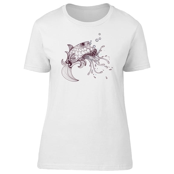 Hand Drawn Of Fish With Bubbles Tee Men's -Image by Shutterstock