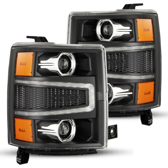 AlphaRex 14-15 Chevrolet Silverado LUXX-Series LED Projector Headlights Black