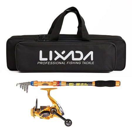 Lixada Spinning Fishing Reel and Rod Combo Portable Telescopic Fishing Pole Reel Set with Fishing Tackle Bag Carrier Case for Sea (Best Rod And Reel For Deep Sea Fishing)