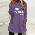 thumbnail image 2 of Lovskoo Women's Fuzzy Fleece Sweatshirt Pullover Tops Crewneck Long Sleeve Pocket Printed Winter Thick Warm Plush Top Purple, 2 of 5