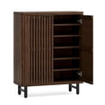 thumbnail image 4 of Spaco 6-Tier Wooden Shoe Cabinet with Louvered Doors & Adjustable Shelves, Sleek and Modern Shoe Cabinet for Indoor as Home, Office, Dark Walnut, 4 of 5