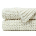 thumbnail image 3 of Chanasya Chenille Knit Super Soft Velvety Texture Throw Blanket - Cozy Classy Elegant Decorative with Subtle Shimmer for Sofa Chair Couch Bed Living Bed Room Off White Blanket - (50x65 Inches) Pearl, 3 of 3