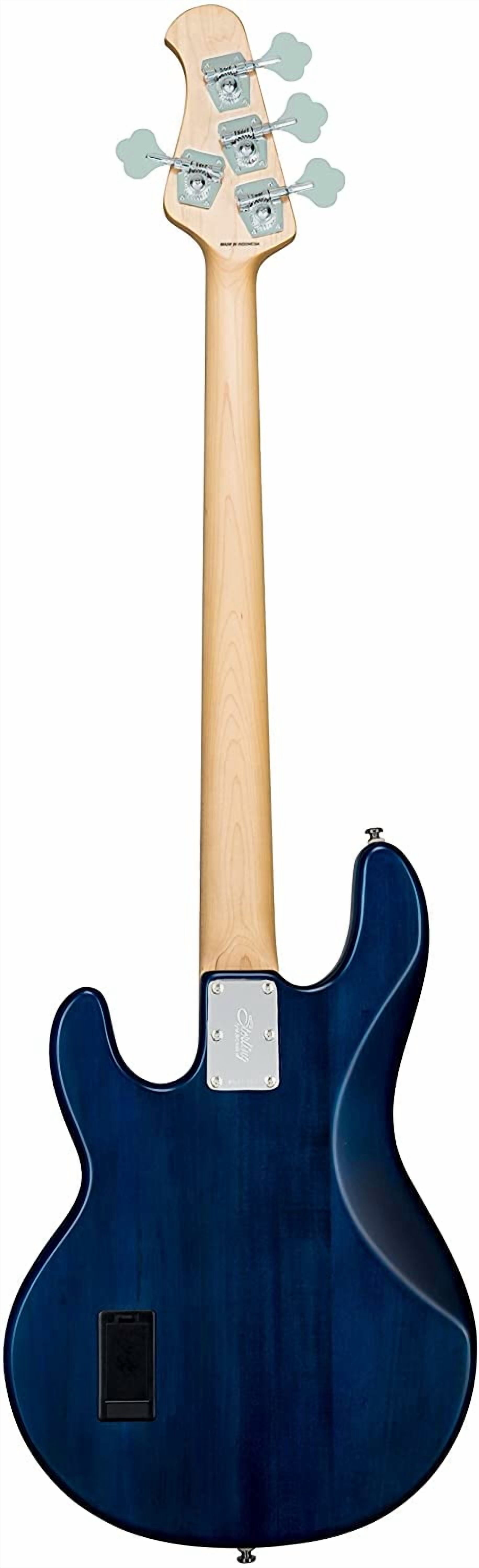 Sterling by Music Man StingRay Ray4 Electric Bass Guitar Satin Transparent Blue Black Pickguard