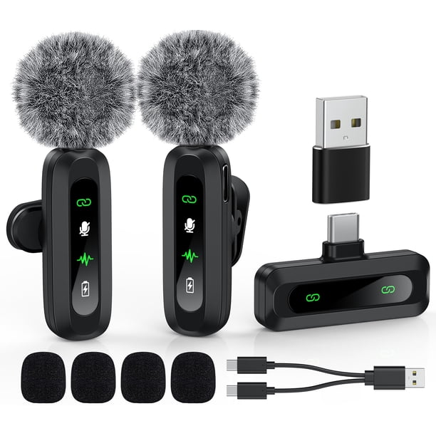 Micrófono Lavalier inalámbrico GoorDik USB C para Android