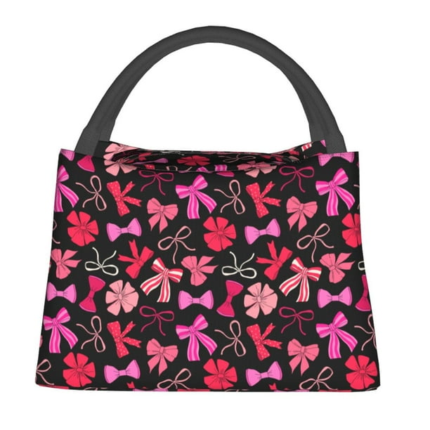 Fotbe Various pink and red Bow knots Bolsa Térmica Portátil con Estampado, Bolsa de Entrega de Alimentos Aislada, Bolsa Reutilizable de Gran Capacidad para Comidas y Supermercado