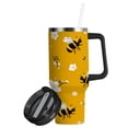 thumbnail image 2 of 40oz insulated car cup with handle and straw suitable for all ages Stainless steel vacuum insulated cup. Cute Cartoon Bees, 2 of 10