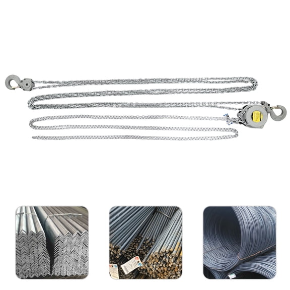 Silver Manual Hand Chain Hoist W/ 2 Lifting Chain Rows Factory Chain Fall for Transportation, Factories