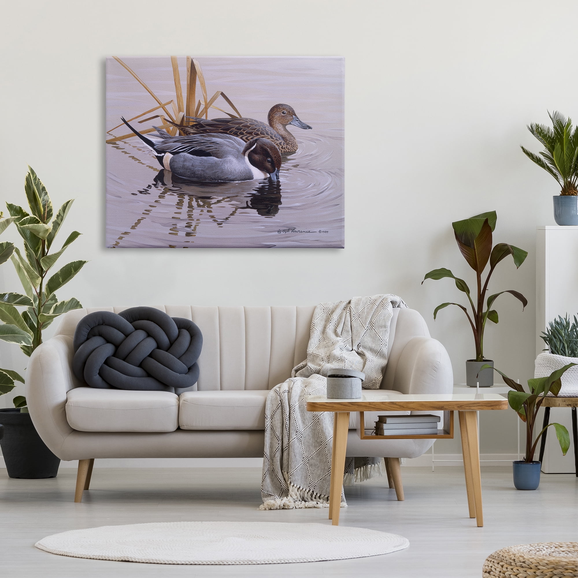Stupell Industries Ducks with Pond Ripples Animals & Insects Painting Gallery Wrapped Canvas Art Print Wall Art, 48 x 36