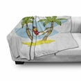 thumbnail image 3 of Beach Soft Flannel Fleece Throw Blanket, Funny Illustration Parrot Lying down in Hammock Between Palm Tree Shade in Tropics, Cozy Plush for Indoor and Outdoor Use, 50" x 60", Multicolor, by Ambesonne, 3 of 6