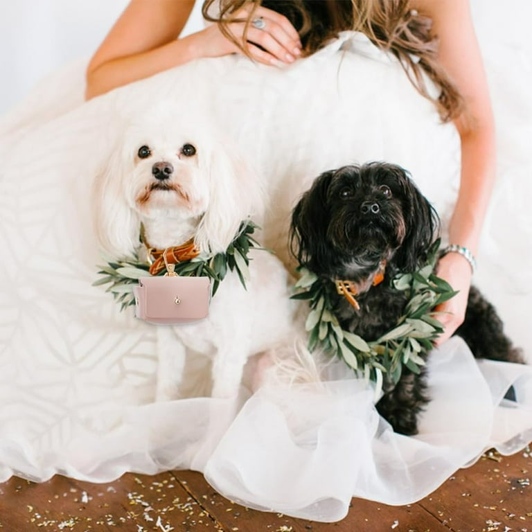 Pink Dog Ring Bearer Ring Holder Leather Wedding Ring Pillow Box