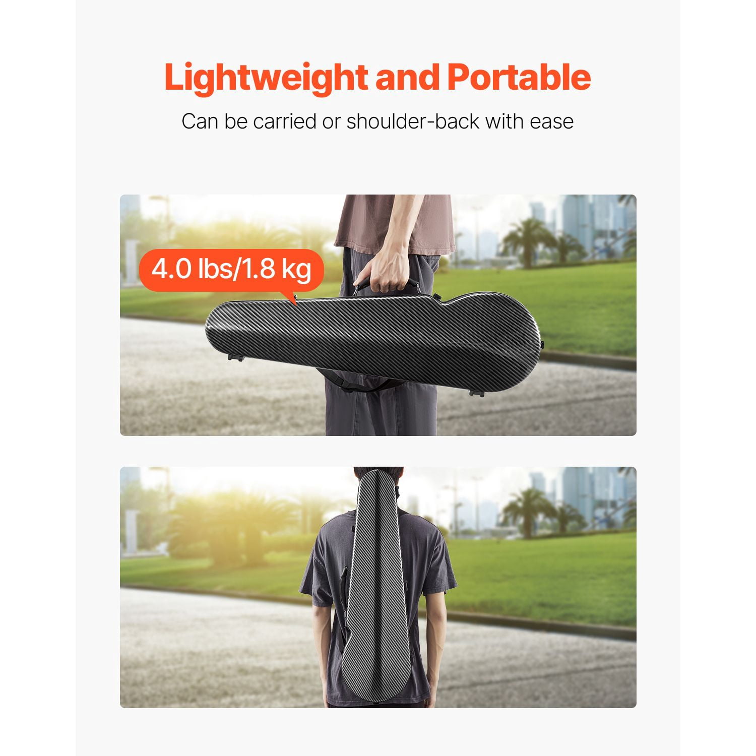 4/4 Full Size Violin Case, Built-in Hygrometer, Lightweight Portable Travel Carrying Bag, with Plush Lining, Dual Shoulder Straps, Anti-Scratch, Professional Triangular Shape, for Violin, Black