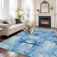 thumbnail image 3 of Starfish Area Rug 6x9 FT, Non Slip Living Room Throw Carpet, Blue White Coastal Ocean Watercolor Washable Soft Large Floor Carpet Non-Shedding Rug for Bedroom Dining Room Play Room, 3 of 9
