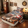 thumbnail image 2 of Manfei Rustic Wild Deer Twin Sheets, American Flag Bedding, Red White Brown, Black Reversible 3-Piece (1 Flat Sheet, 1 Fitted Sheet and 1 Pillowcase), 2 of 6