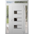 thumbnail image 4 of Front Exterior Prehung Metal-Plastic Door Frosted Glass | Manux 8933 White Silk | 2 Side and Top Sidelite Transom | Office Commercial and Residential Doors Patio 68x94 (W16+36+16x80+14) Left-hand, 4 of 6