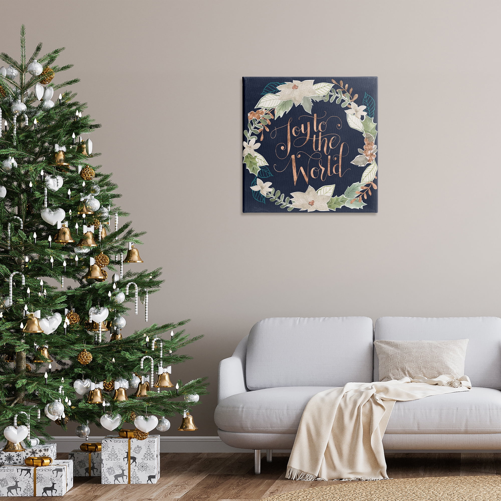 Stupell Industries Joy To The World Holiday Painting Gallery Wrapped Canvas Art Print Wall Art, 30 x 30