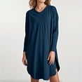 thumbnail image 1 of Ovzne Robes pour Femmes Robe Unie Ample Décontractée Mode Manches Longues Col en V Robe Manches Longues Col en V Robe Printemps Manches Longues Liquidation, 1 of 6