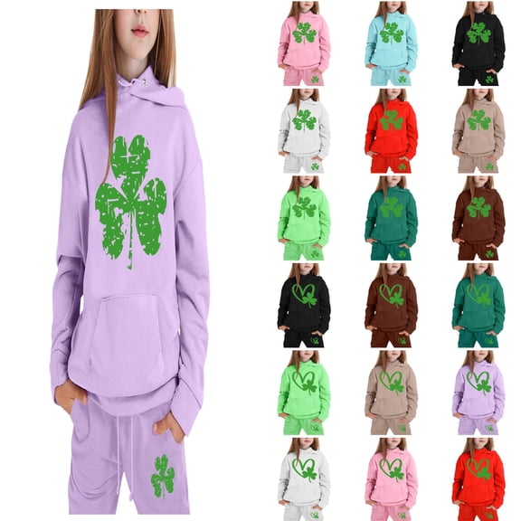 Xmyrz Toddler Girl Outfits Set Pants Set Leaf Long Sleeve Sweatsuits Hooded Classic Tracksuit Casual Clothes Sets Clothing Suits