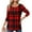 Red, variant on EchfiProm Tops for Women Pleated Long Sleeve Red Plaid Loose Crew Neck Ladies T-Shirt Fall