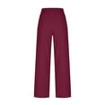 thumbnail image 4 of Women Wide Leg Pants Elastic Waisted Casual Linen Pants with Pockets Loose, 4 of 7