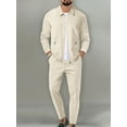 thumbnail image 4 of FOCUSNORM Men’s 2 Piece Tracksuit Set Long Sleeve Zip Up Waffle Jacket + Pants Set Loungewear Sweatsuit, 4 of 5