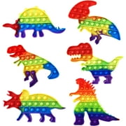 ALYLY 6Pcs Big Dinosaur Popit, Rainbow Pop Silicone Poppers Fidget It Toy Bulk Among us, Popping Sensory Toys for Boys Girls Kids Stress Relief Anti-Anxiety Cool Popits Valentines Easter Gift.
