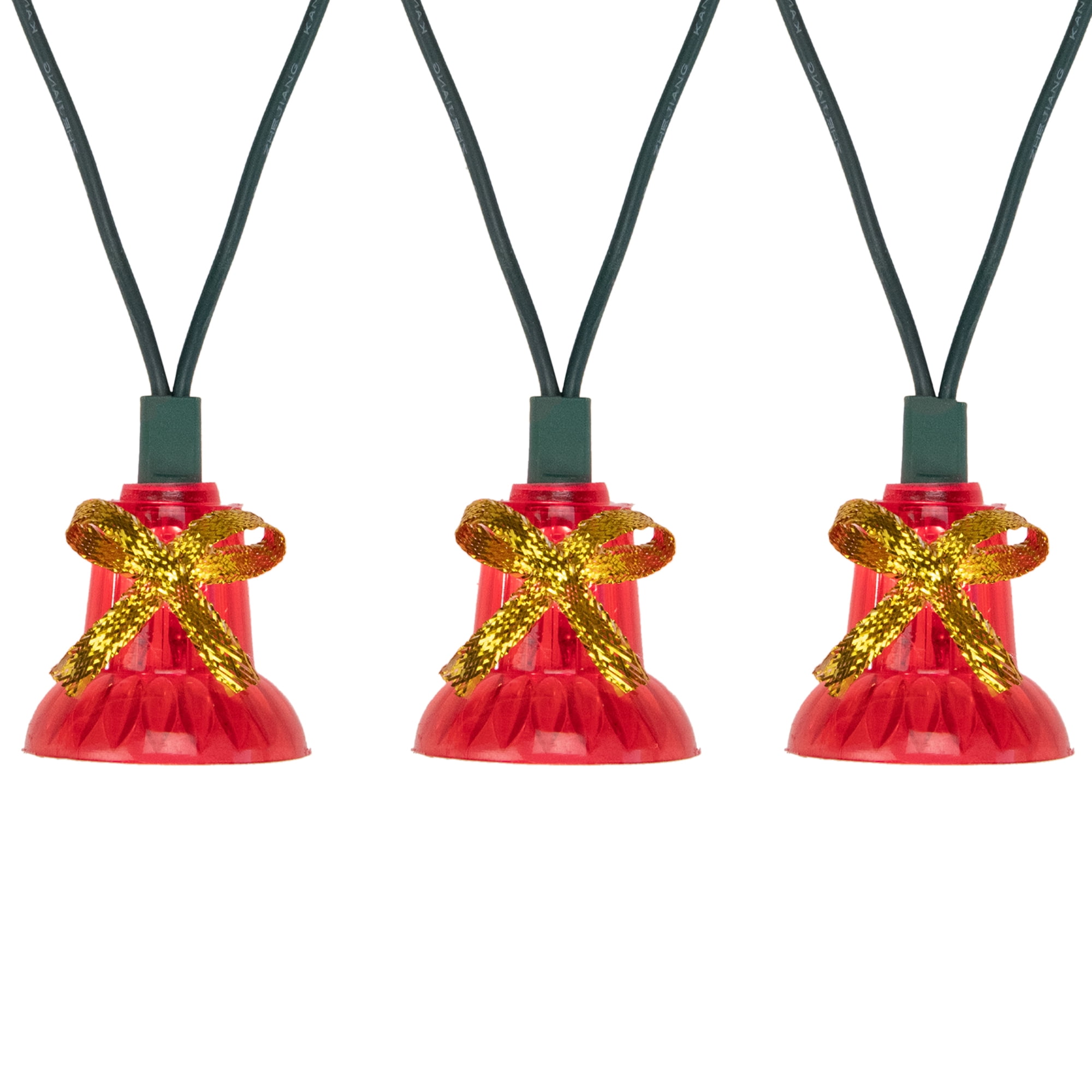 40-Count Red Bells with Musical Christmas Light Set, 13ft Green Wire