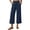 AH08_Navy, variant on Lumtrix Womens Cotton Linen Wide Leg Pants Casual Zipper Front Summer Cropped Trousers Dressy Pants with Pockets Dark Gray M